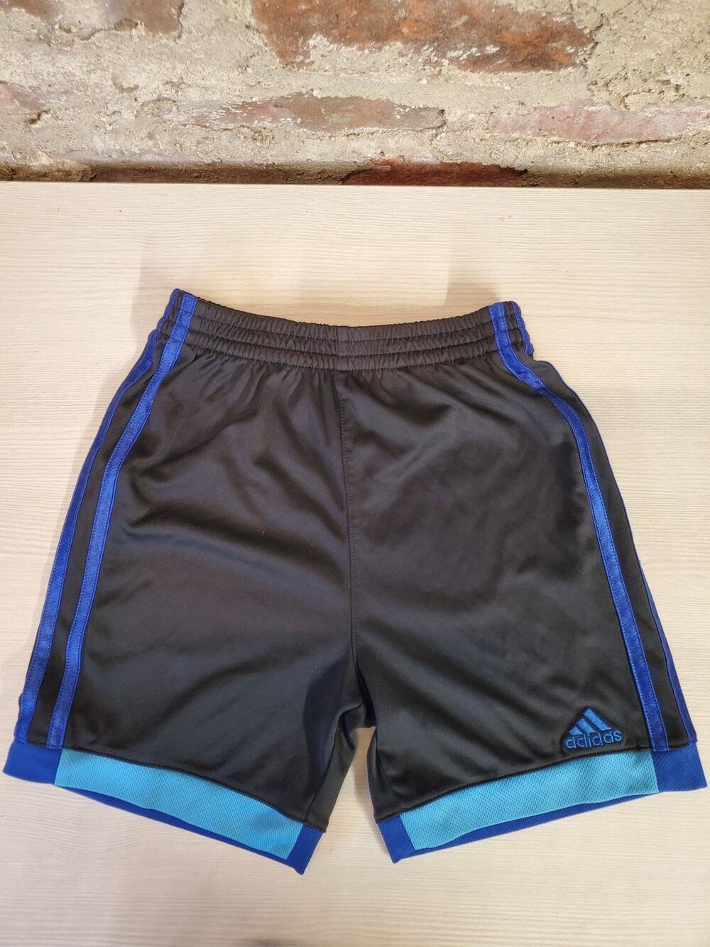 Adidas Boys Athletic Sport Shorts Size 6 Black Blue Aqua Regular Fit